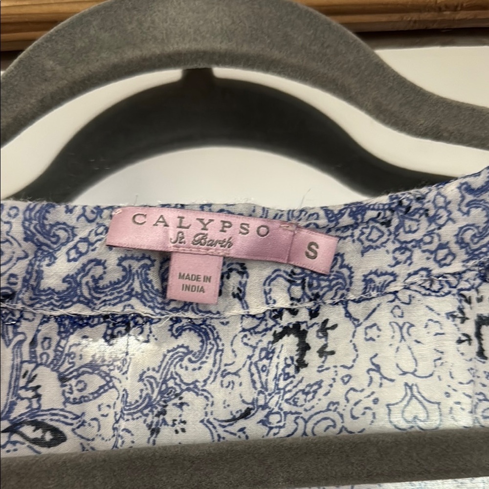 Calypso St. Barth Blue and White Women's Top - Picture 4 of 6